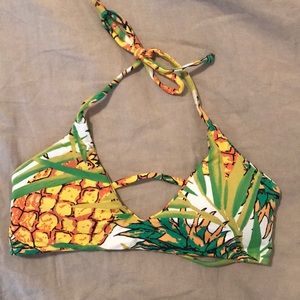 Midori Bikini Pineapple Tropical Print Top Size S